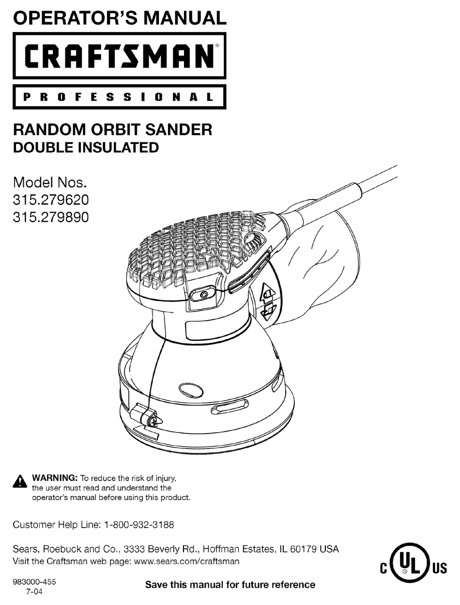 Sears craftsman industrial palm grip random online orbit sander