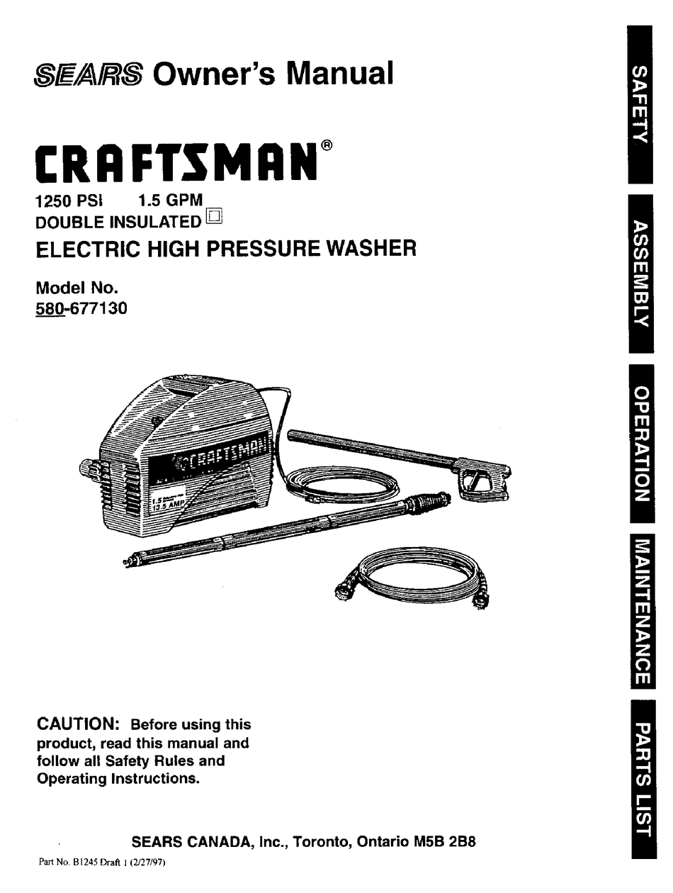 CRAFTSMAN 580.677130 OWNER