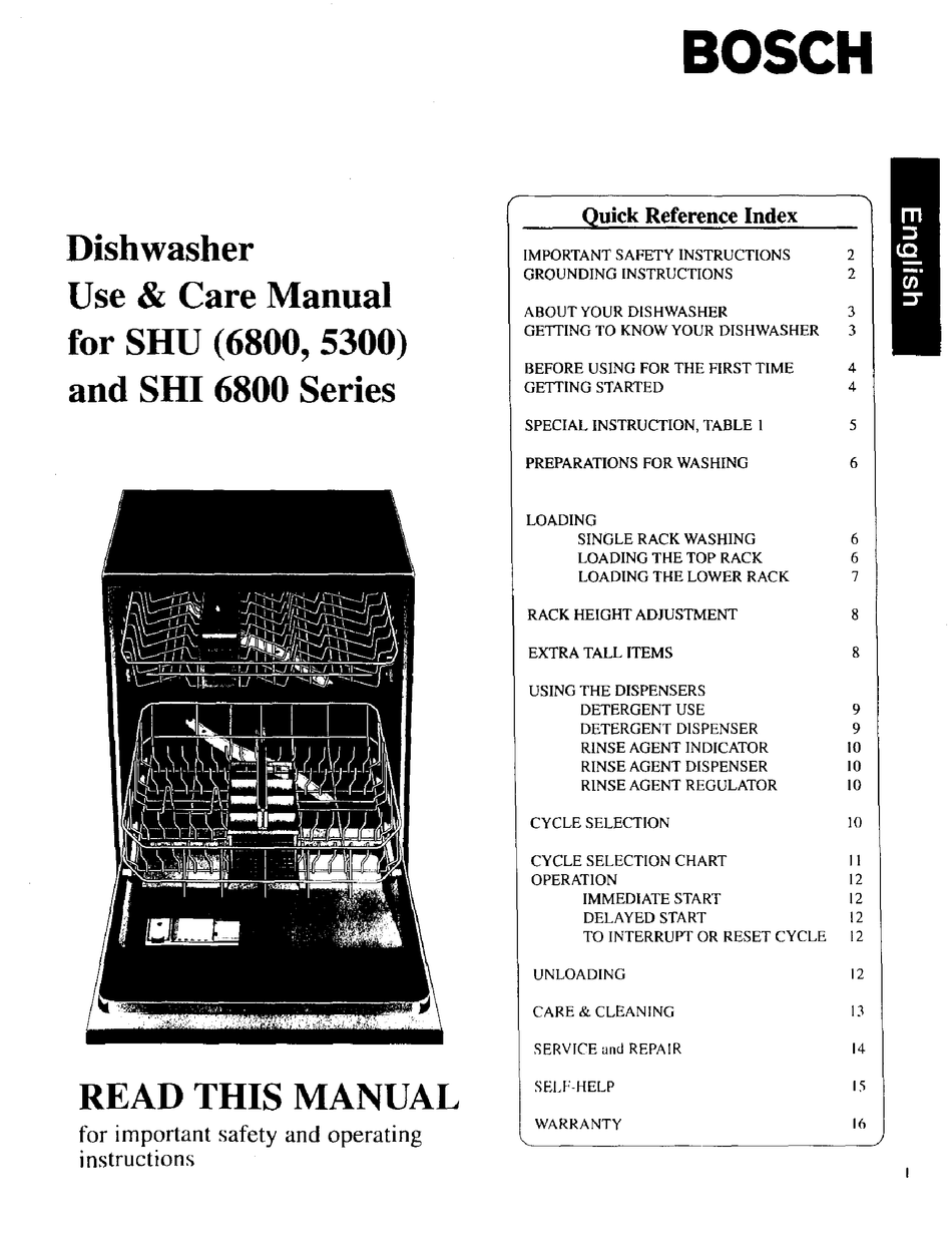 how to use sin anniversary BOSCH SHU5300 USE & CARE MANUAL Pdf Download | ManualsLib