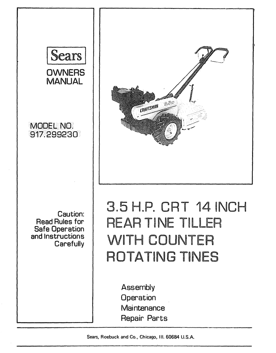 Craftsman tiller 2025 model 917