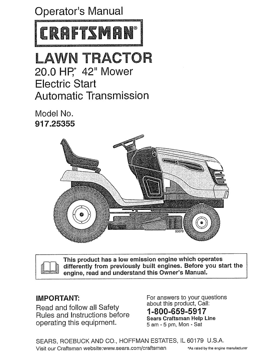 CRAFTSMAN 917.25355 OPERATOR'S MANUAL Pdf Download | ManualsLib