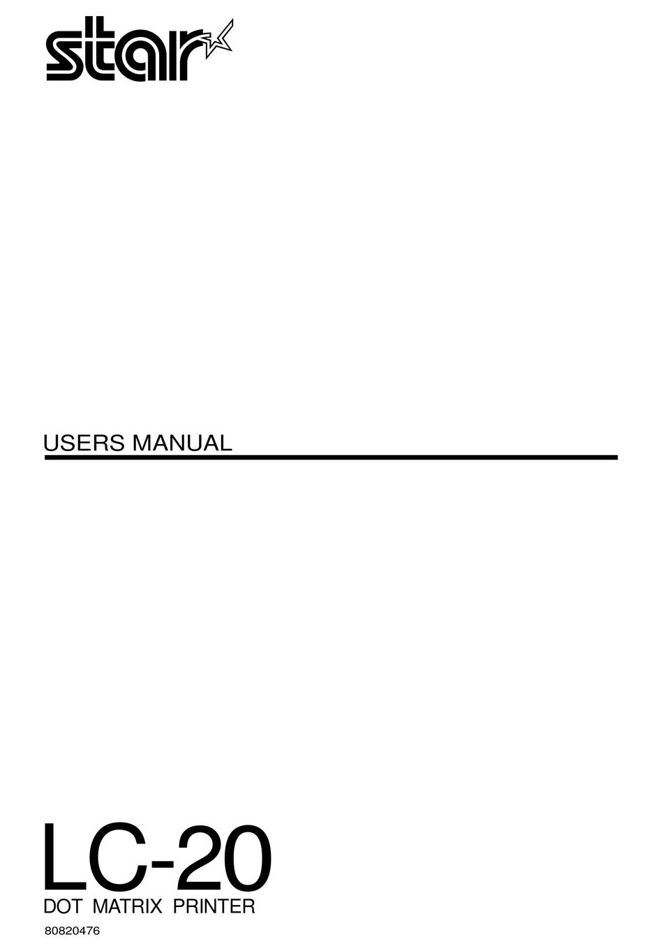 STAR MICRONICS LC-20 USER MANUAL Pdf Download | ManualsLib