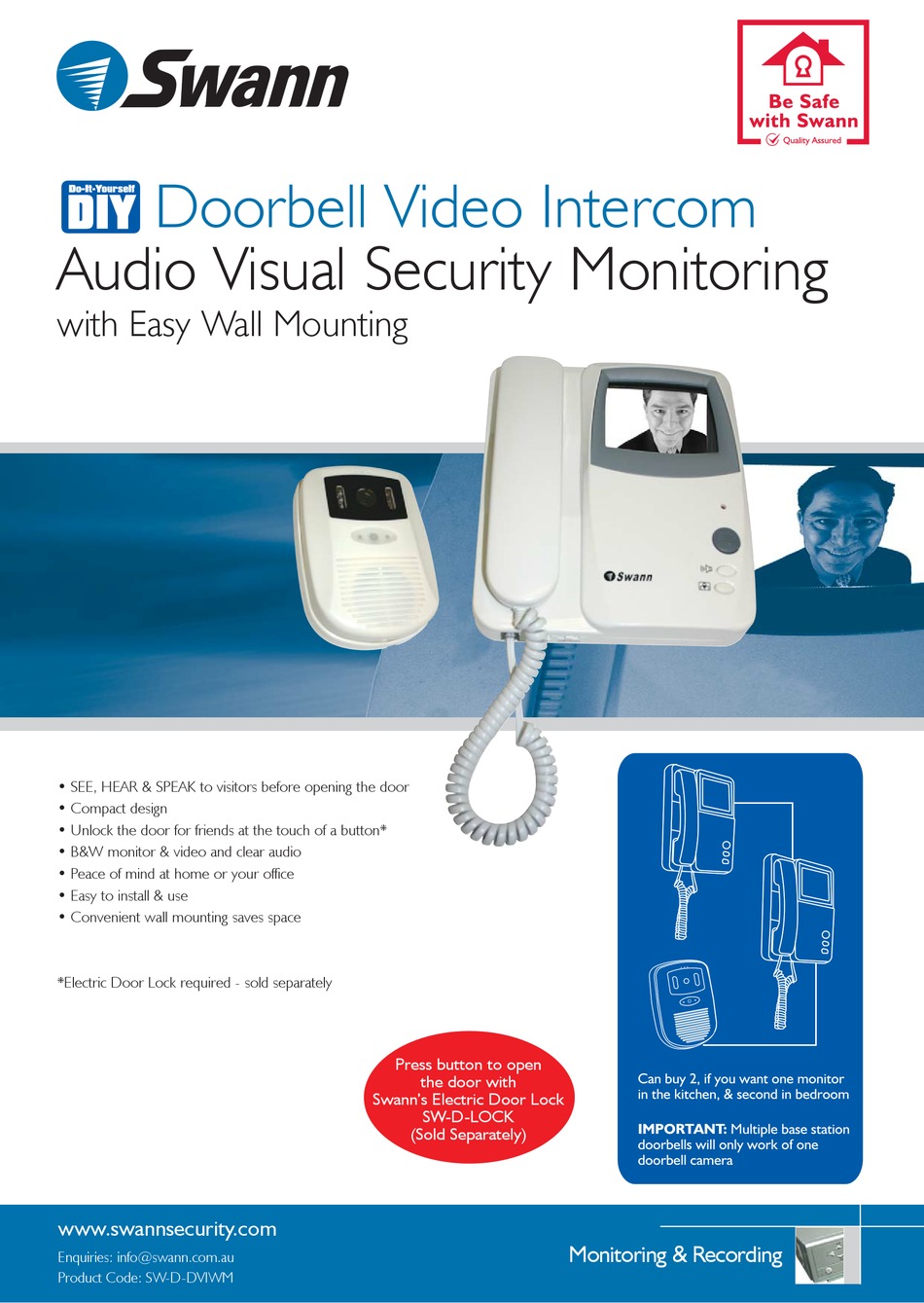 Swann doorbell hot sale video intercom