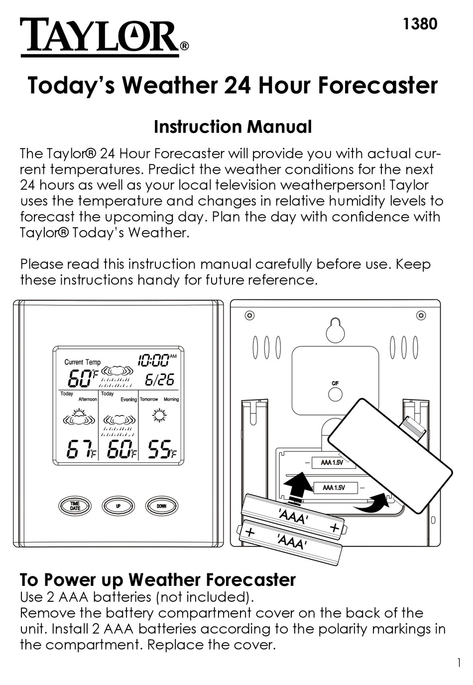 Taylor 1732 Digital Indoor Comfort Level Station