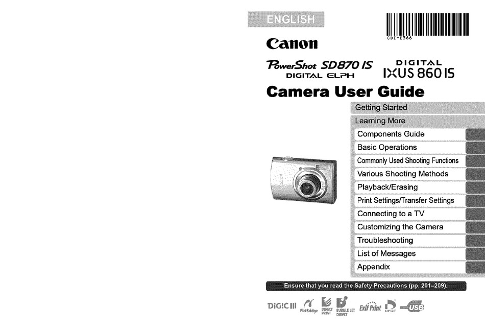 CANON POWERSHOT SD870IS USER MANUAL Pdf Download | ManualsLib