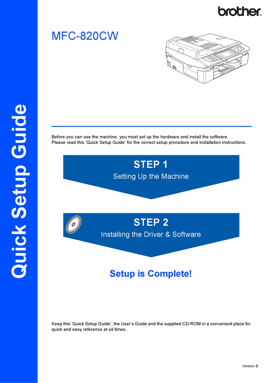 Brother Mfc 820cw Quick Setup Manual Pdf Download Manualslib