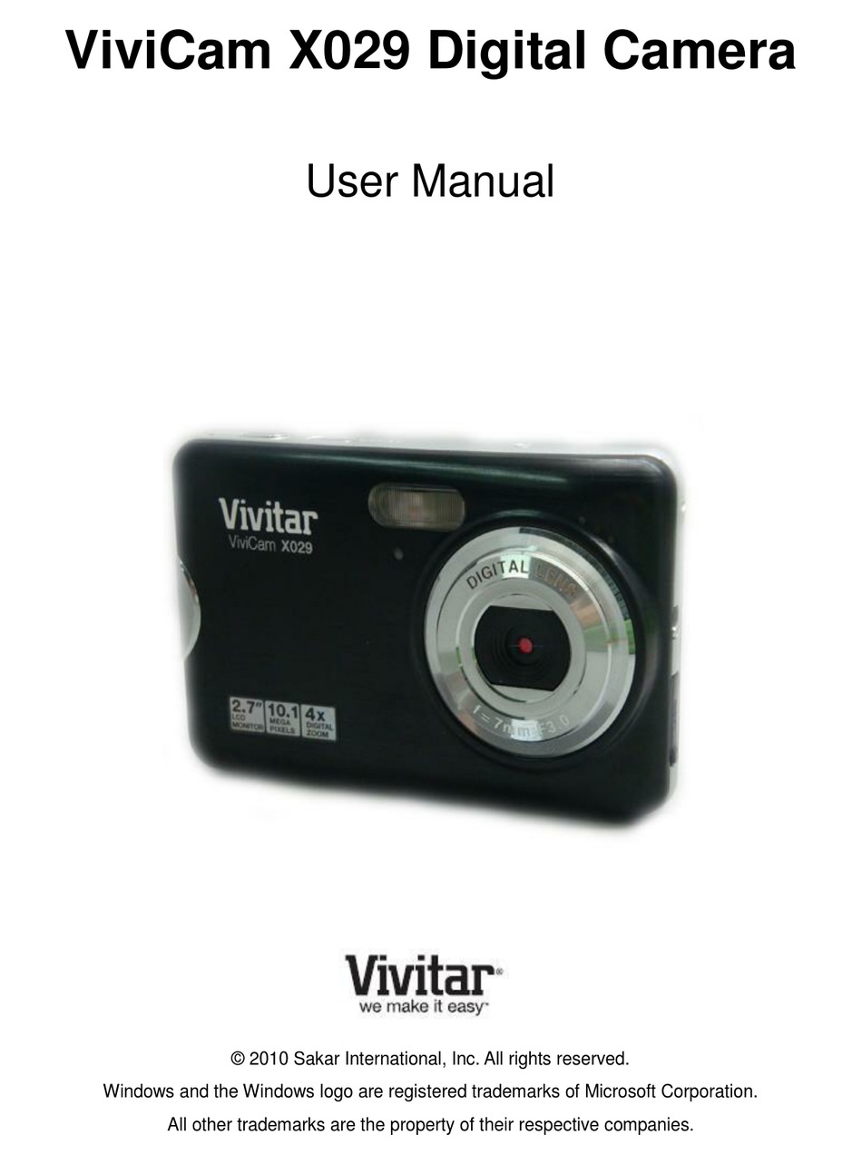 VIVITAR VIVICAM X029 USER MANUAL Pdf Download ManualsLib