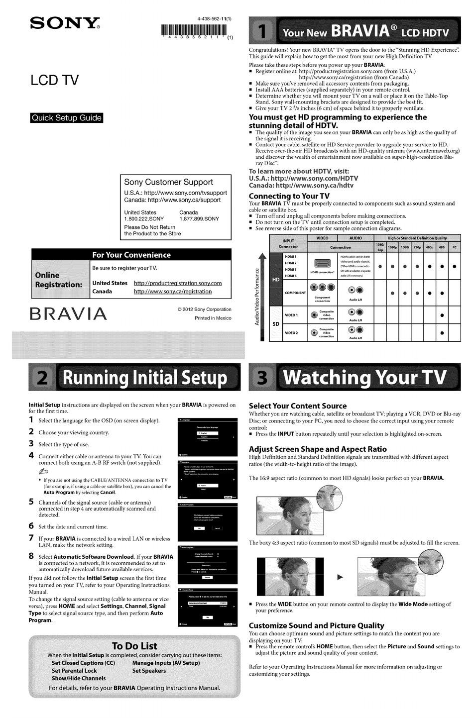 SONY BRAVIA KDL46X645 QUICK SETUP MANUAL Pdf Download ManualsLib