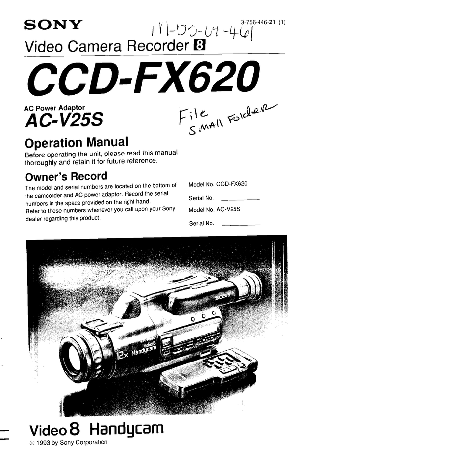 SONY VIDEO8 HANDYCAM CCDFX620 OPERATION MANUAL Pdf Download ManualsLib
