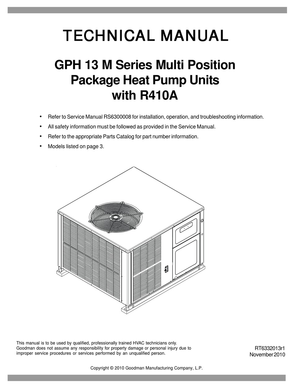 Goodman Gph 13 M Series Technical Manual Pdf Download Manualslib