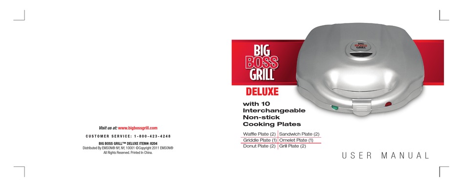 Big Boss Grill Deluxe 8204 User M Manual Pdf Download Manualslib