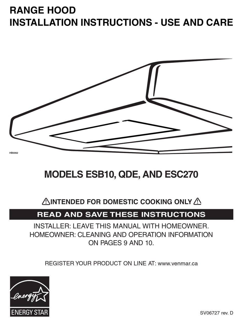 VENMAR ESB10 INSTALLATION INSTRUCTIONS MANUAL Pdf Download ManualsLib