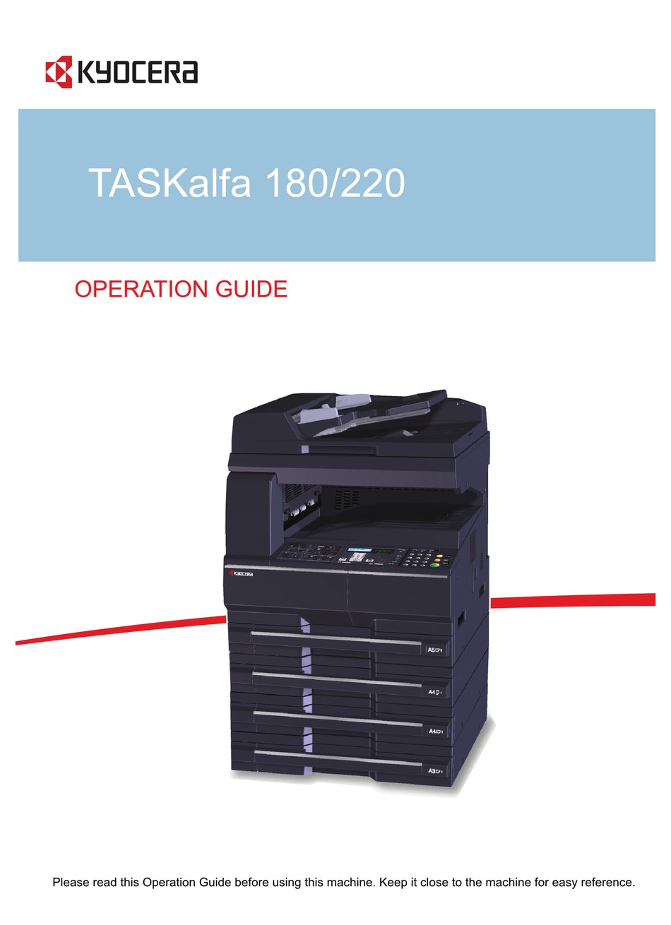 Kyocera Taskalfa 180 Operation Manual Pdf Download Manualslib