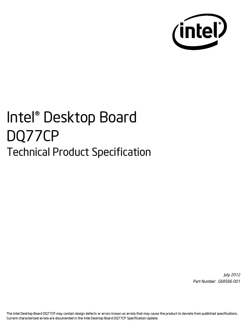 INTEL DQ77CP SPECIFICATION Pdf Download | ManualsLib