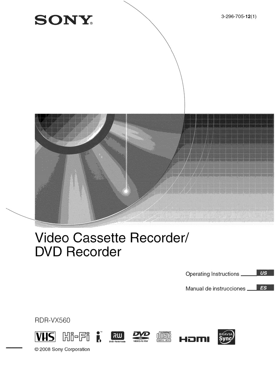 SONY RDRVX560 OPERATING INSTRUCTIONS MANUAL Pdf Download ManualsLib