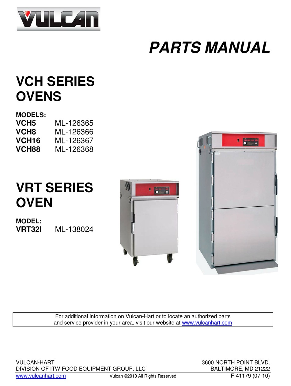 Vulcan Hart Vch5 Ml Parts Manual Pdf Download Manualslib