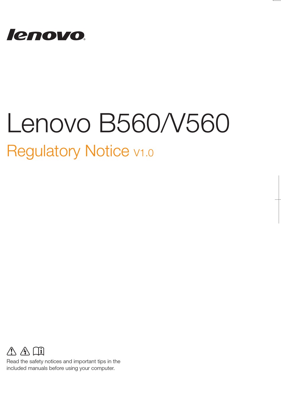 LENOVO B560 REGULATORY NOTICE Pdf Download | ManualsLib