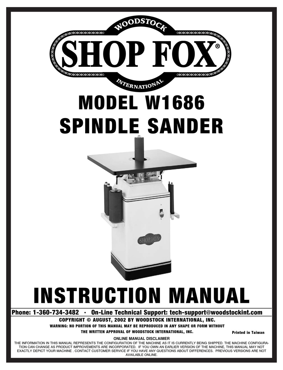 SHOP FOX W1686 INSTRUCTION MANUAL Pdf Download | ManualsLib