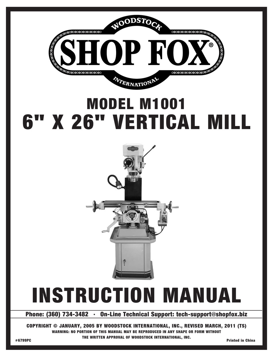 SHOP FOX M1001 INSTRUCTION MANUAL Pdf Download ManualsLib
