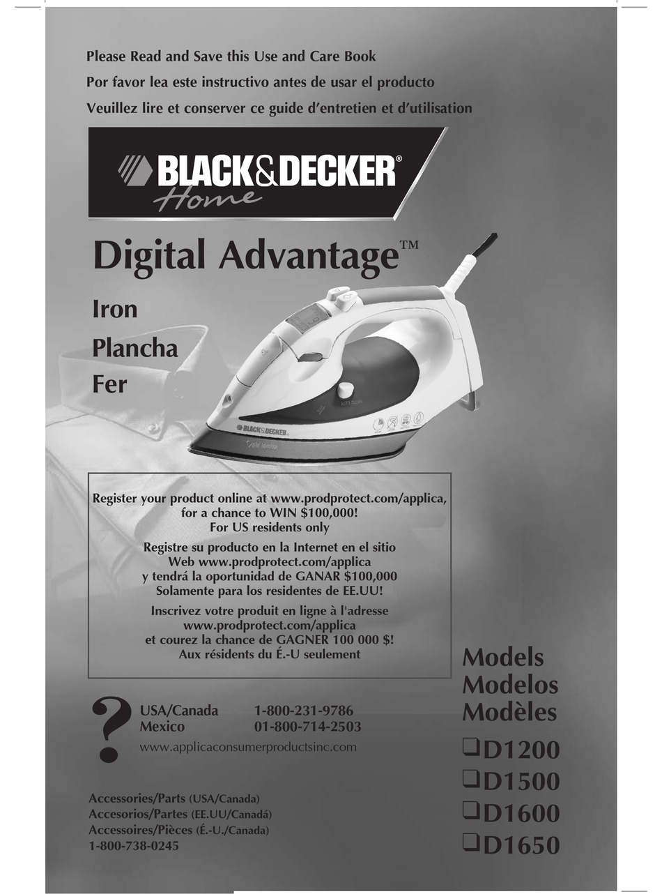 Care And Cleaning - Black & Decker Digital Advantage D1200 Use And Care  Book Manual [Page 4]