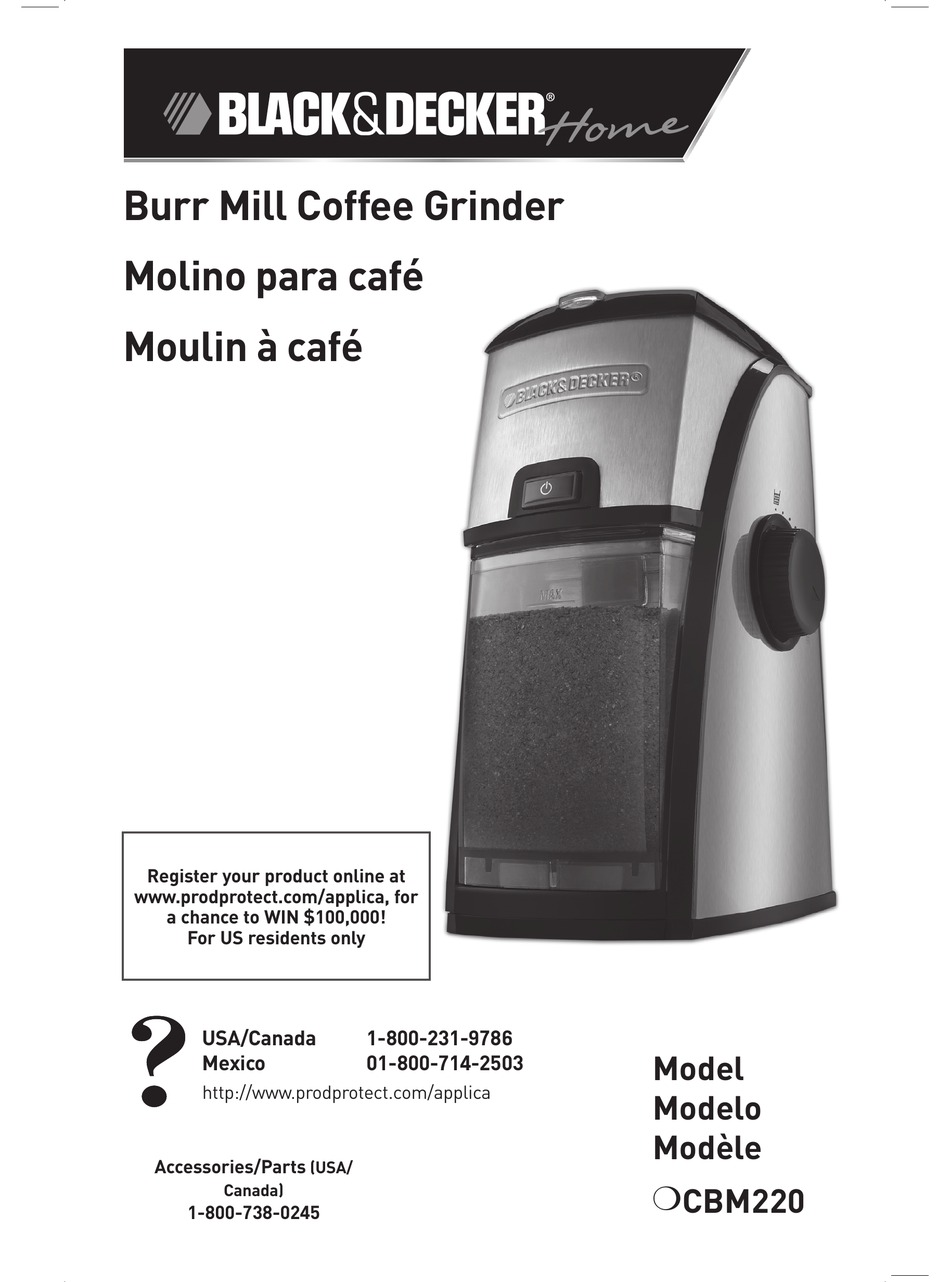BLACK+DECKER Burr Mill Coffee Grinder, Black