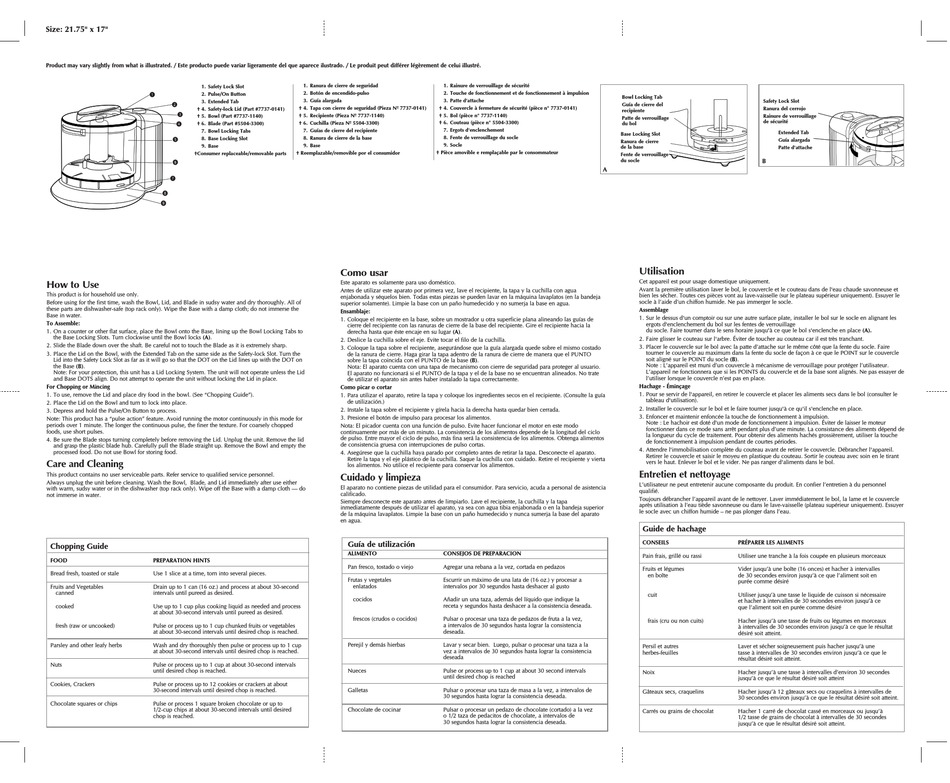 BLACK & DECKER HANDYCHOPPER HC2000 USE AND CARE BOOK MANUAL Pdf Download