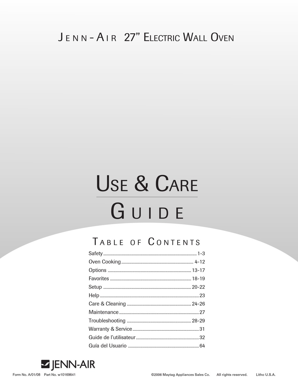 JENNAIR JJW8527DDB USE & CARE MANUAL Pdf Download ManualsLib