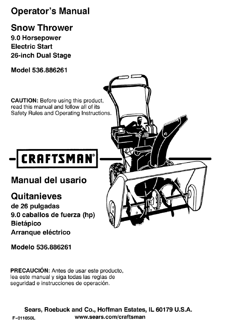 Instruction Book − Snowthrower Model 621401x54NB Manuel de l