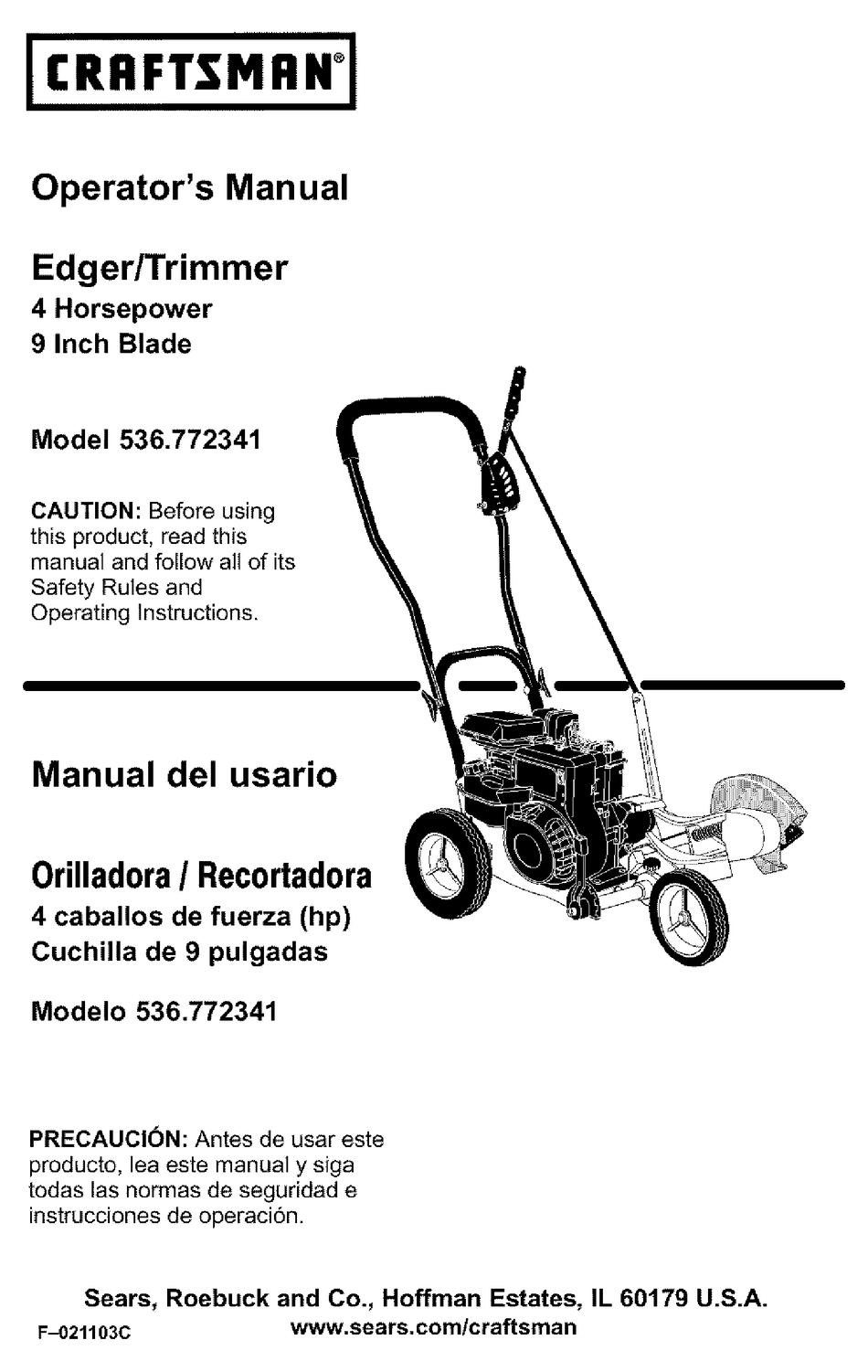 Craftsman 536 772341 Operator S Manual Pdf Download Manualslib