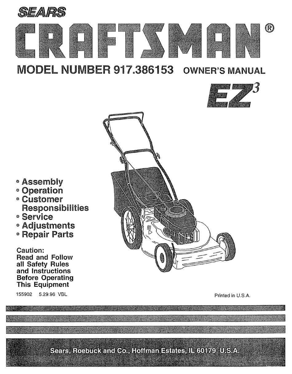 CRAFTSMAN EZ3 917.386153 OWNER'S MANUAL Pdf Download | ManualsLib