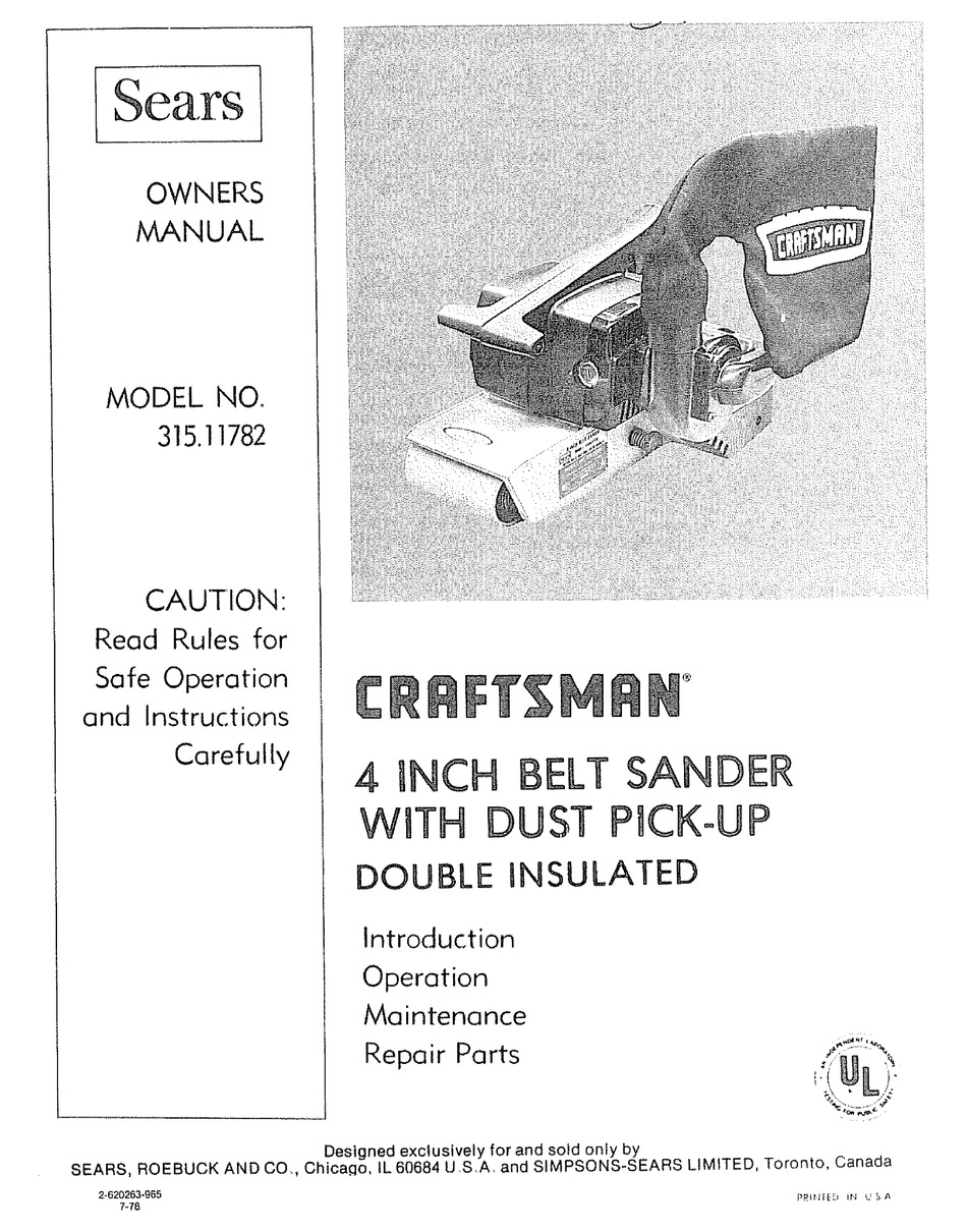 Craftsman belt outlet sander model 315