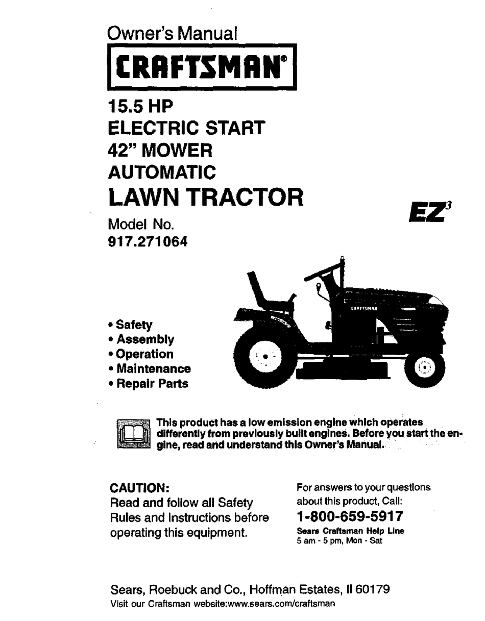 CRAFTSMAN EZ3 917.271064 OWNER'S MANUAL Pdf Download | ManualsLib