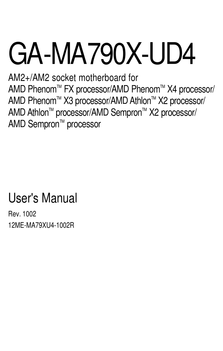 GIGABYTE GAMA790XUD4 USER MANUAL Pdf Download ManualsLib