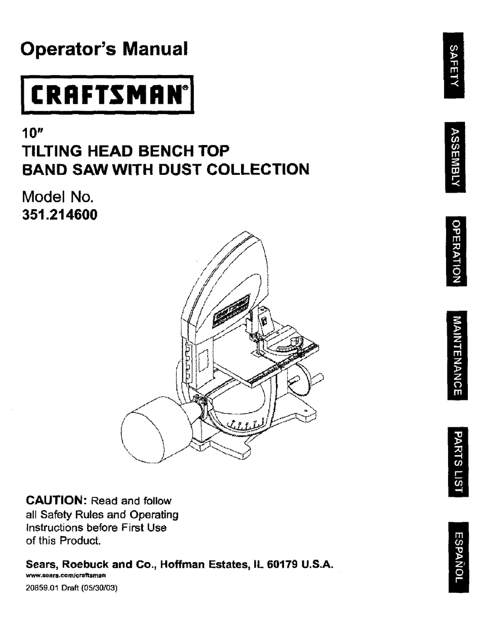 CRAFTSMAN 351.214600 OPERATOR'S MANUAL Pdf Download | ManualsLib