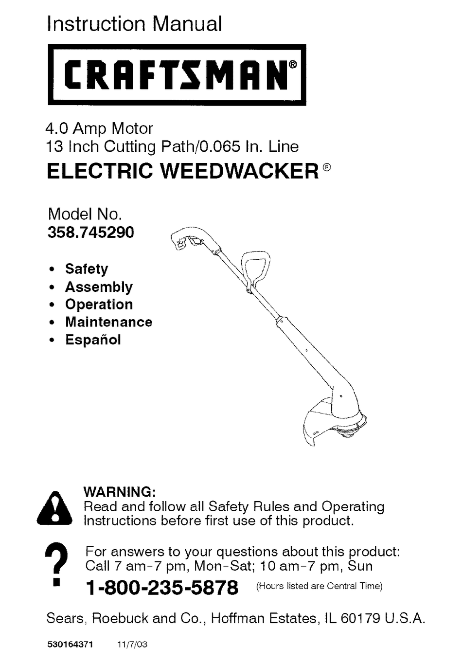 craftsman 12 inch weedwacker electric trimmer