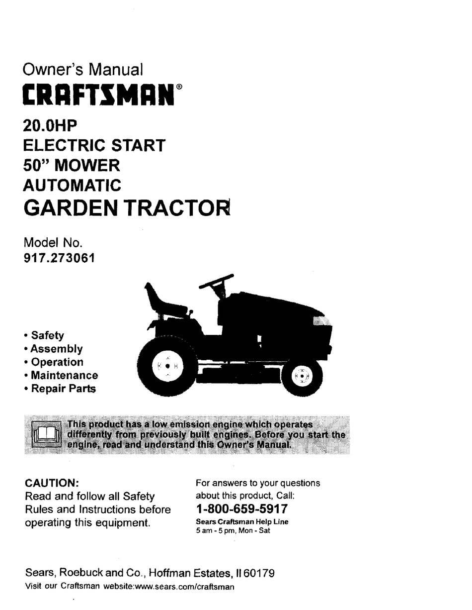 Craftsman 917.273061 Owner's Manual Pdf Download 