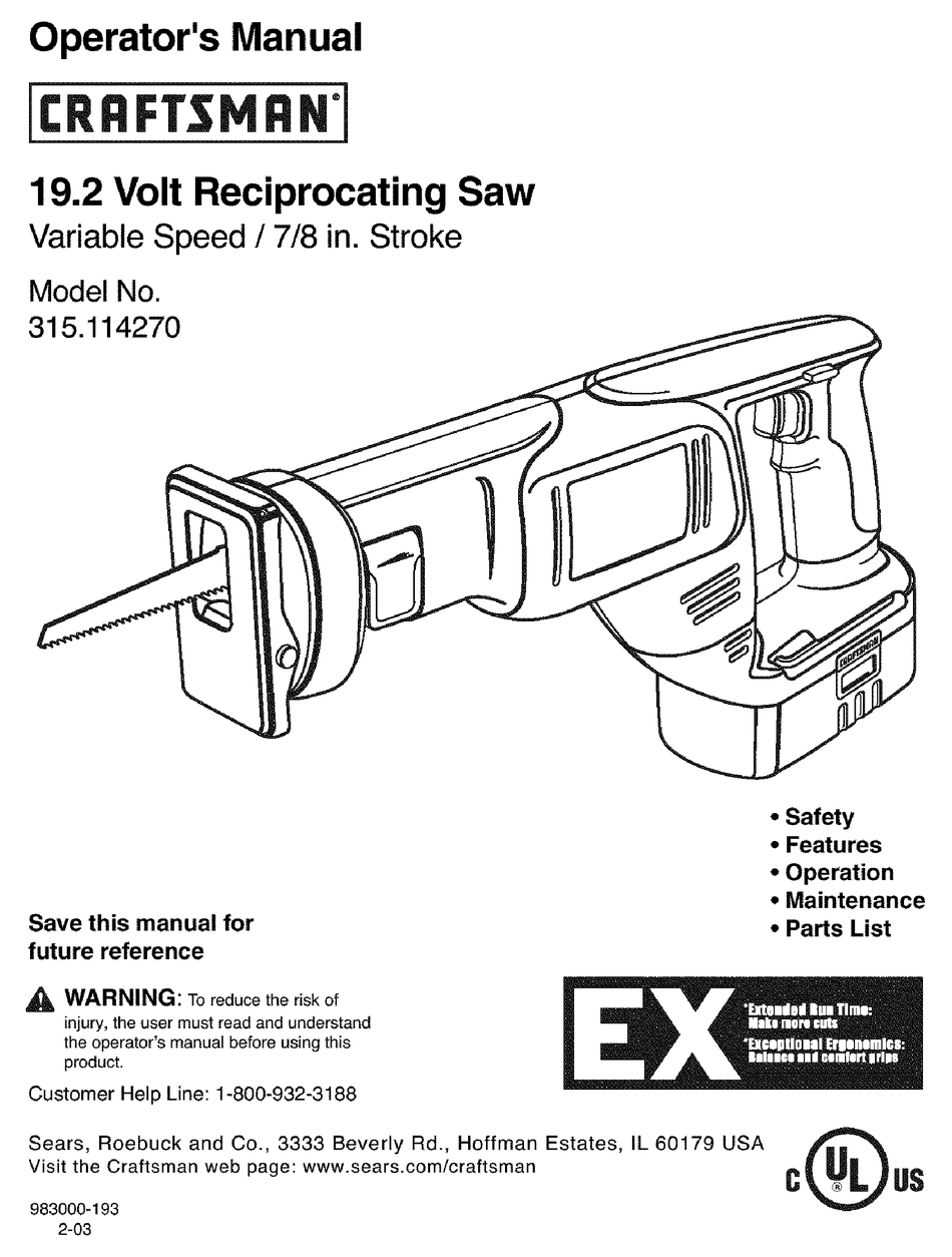 Craftsman 19.2 reciprocating discount saw