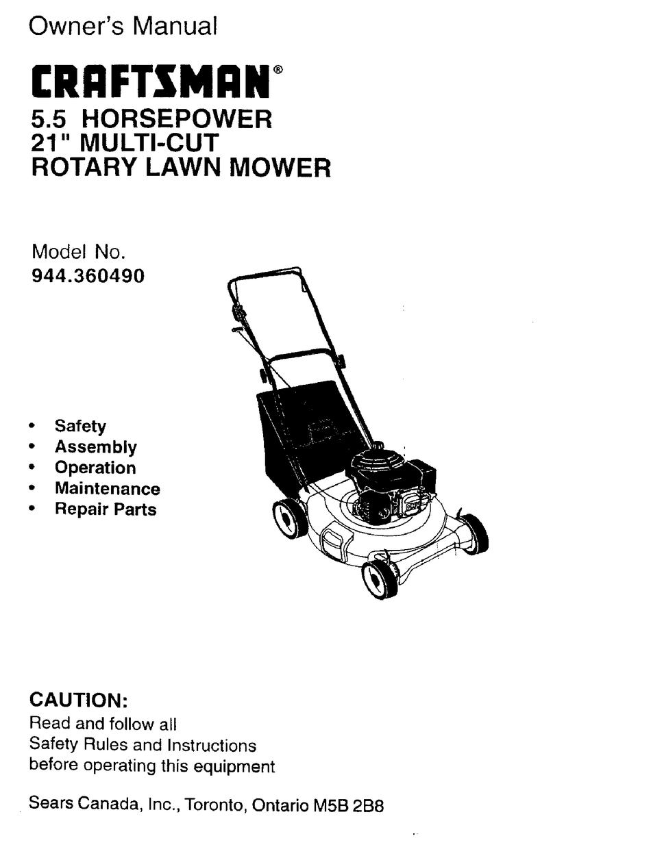 Craftsman 944 360490 Owner S Manual Pdf Download Manualslib