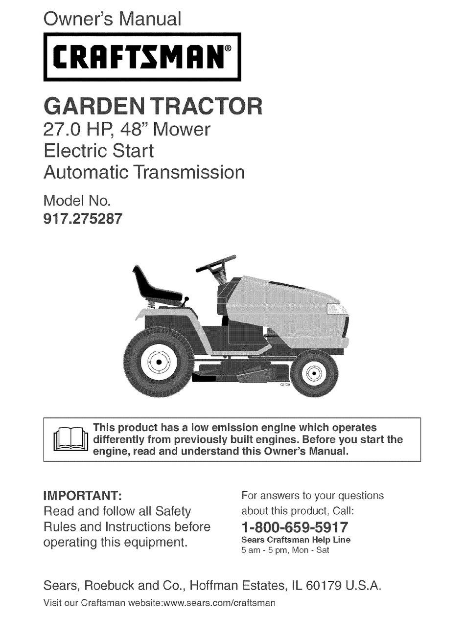 CRAFTSMAN 917.275287 OWNER'S MANUAL Pdf Download | ManualsLib