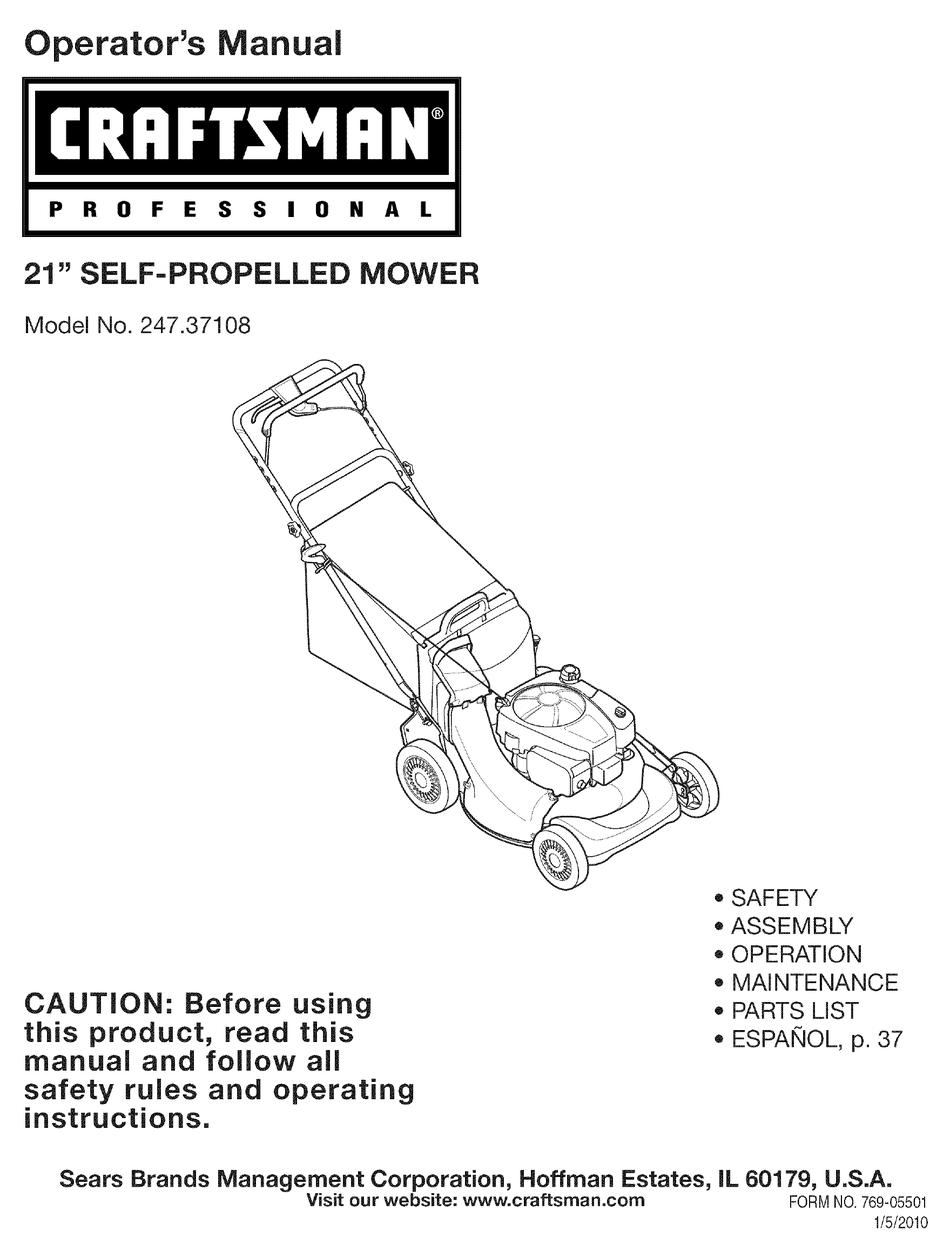 CRAFTSMAN 247.37108 OPERATOR'S MANUAL Pdf Download | ManualsLib