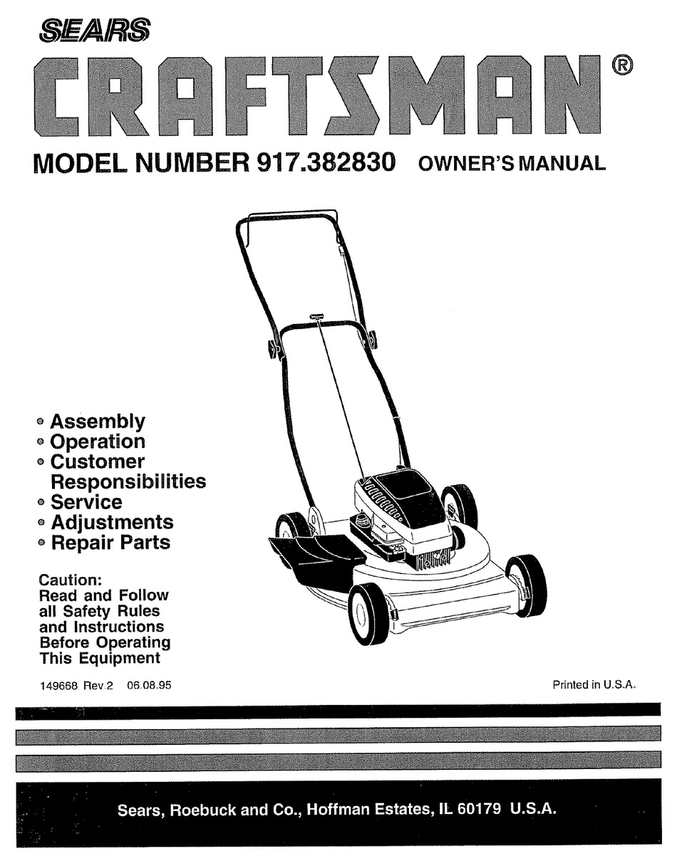 CRAFTSMAN 917.382830 OWNER'S MANUAL Pdf Download | ManualsLib