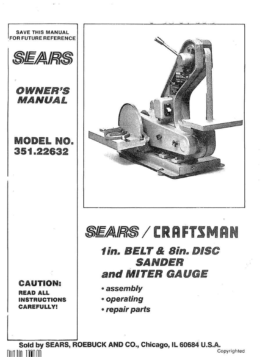 Craftsman 351.226250 351.211812 Buffer Owners Instruction Manual 