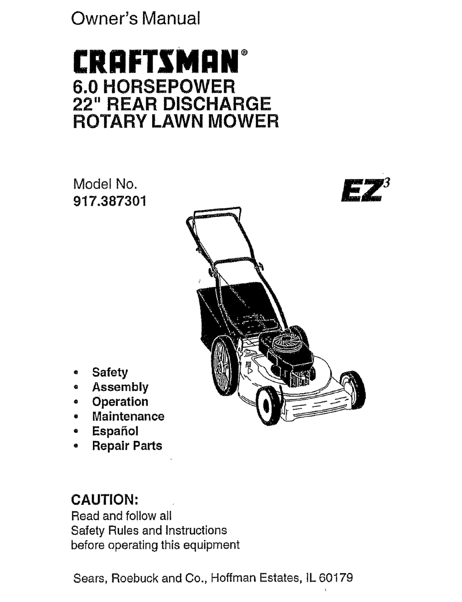 CRAFTSMAN EZ3 917.387301 OWNER'S MANUAL Pdf Download | ManualsLib