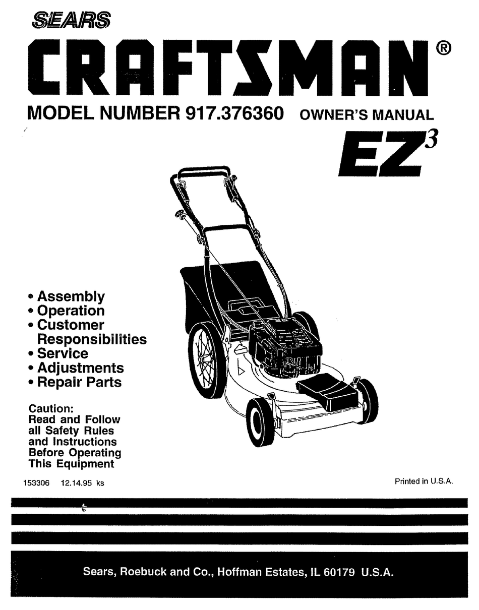 CRAFTSMAN EZ3 917.376360 OWNER'S MANUAL Pdf Download | ManualsLib