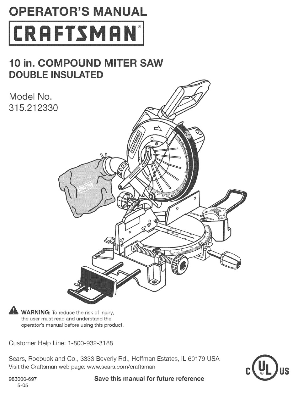 CRAFTSMAN 315.212330 OPERATOR'S MANUAL Pdf Download | ManualsLib