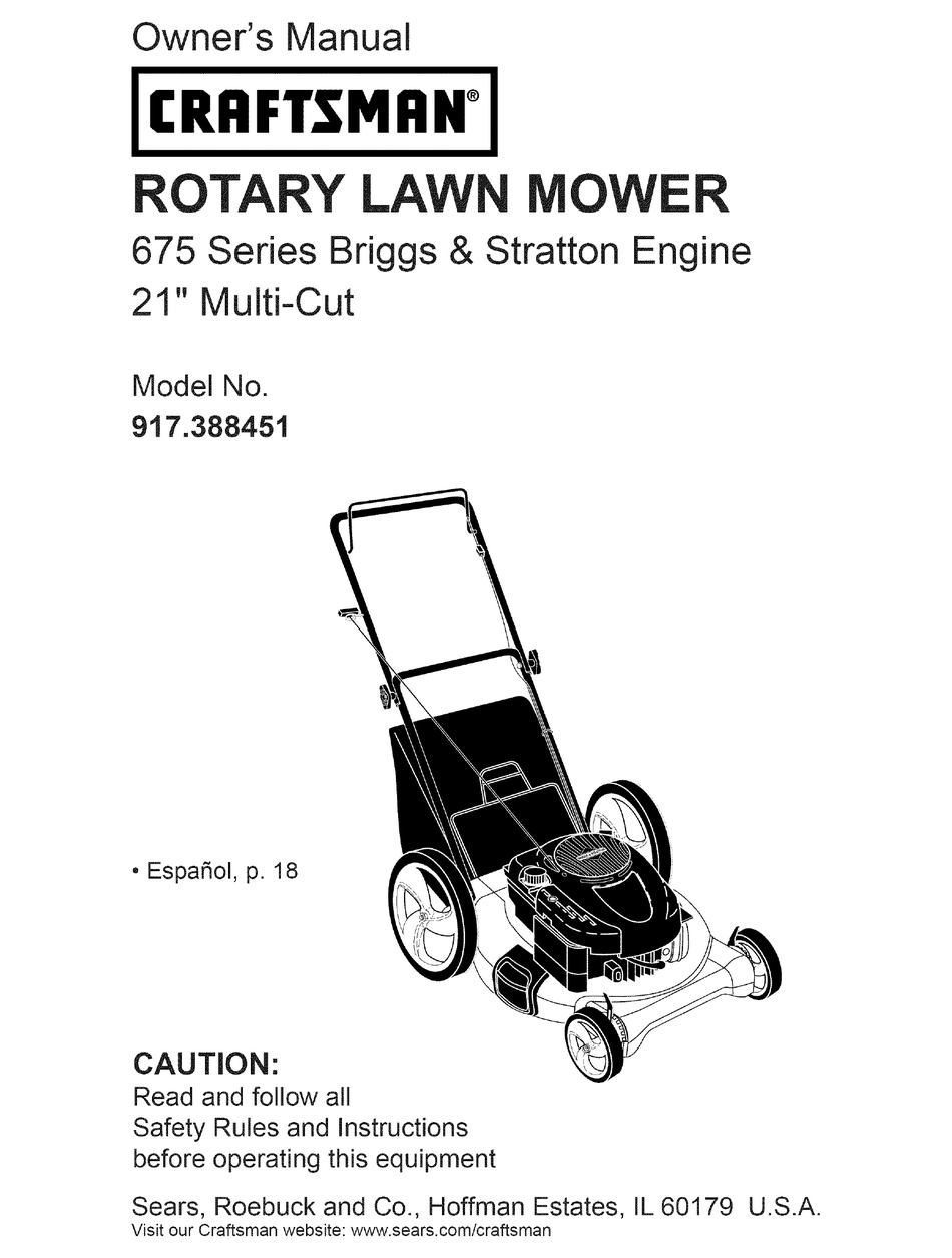 CRAFTSMAN 917.388451 OWNER'S MANUAL Pdf Download | ManualsLib