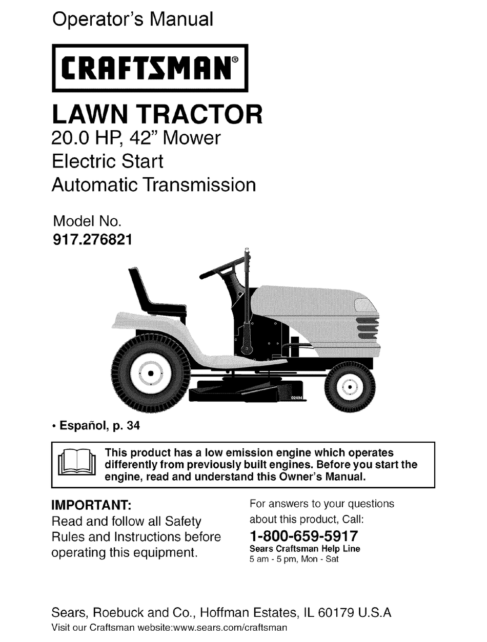 CRAFTSMAN 917.276821 OPERATOR'S MANUAL Pdf Download | ManualsLib