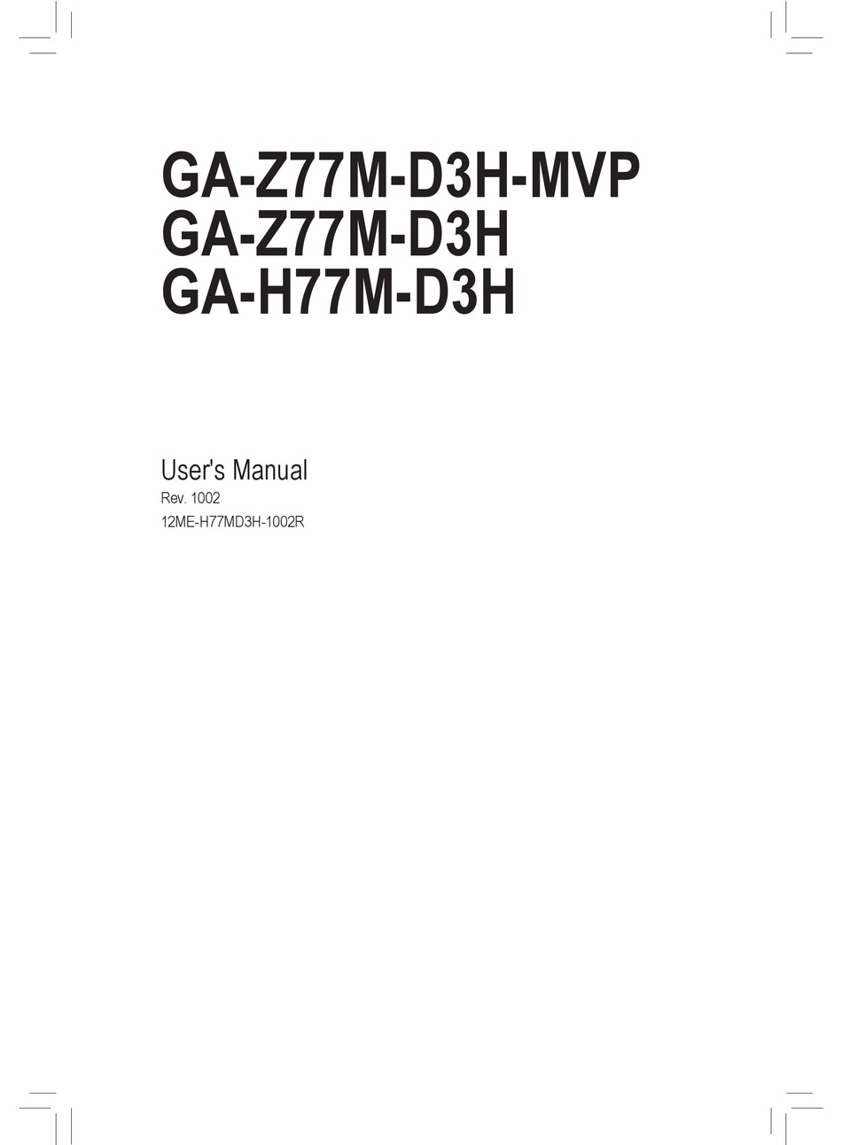 Gigabyte Ga Z77m D3h User Manual Pdf Download Manualslib