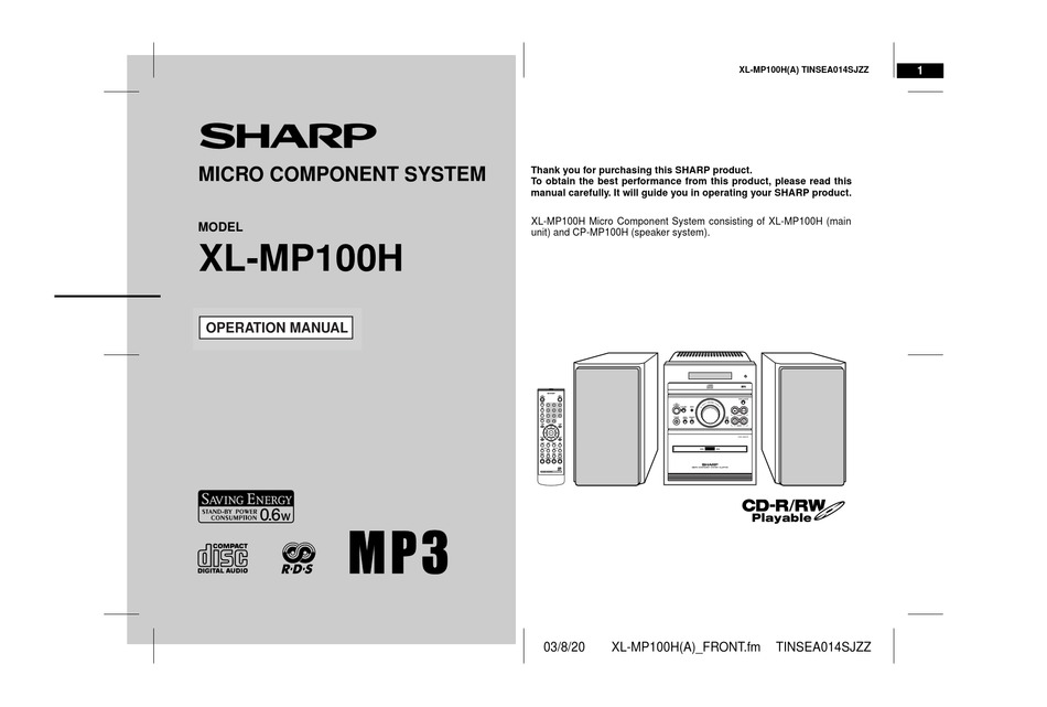 Sharp Xl Mp100h Operation Manual Pdf Download Manualslib