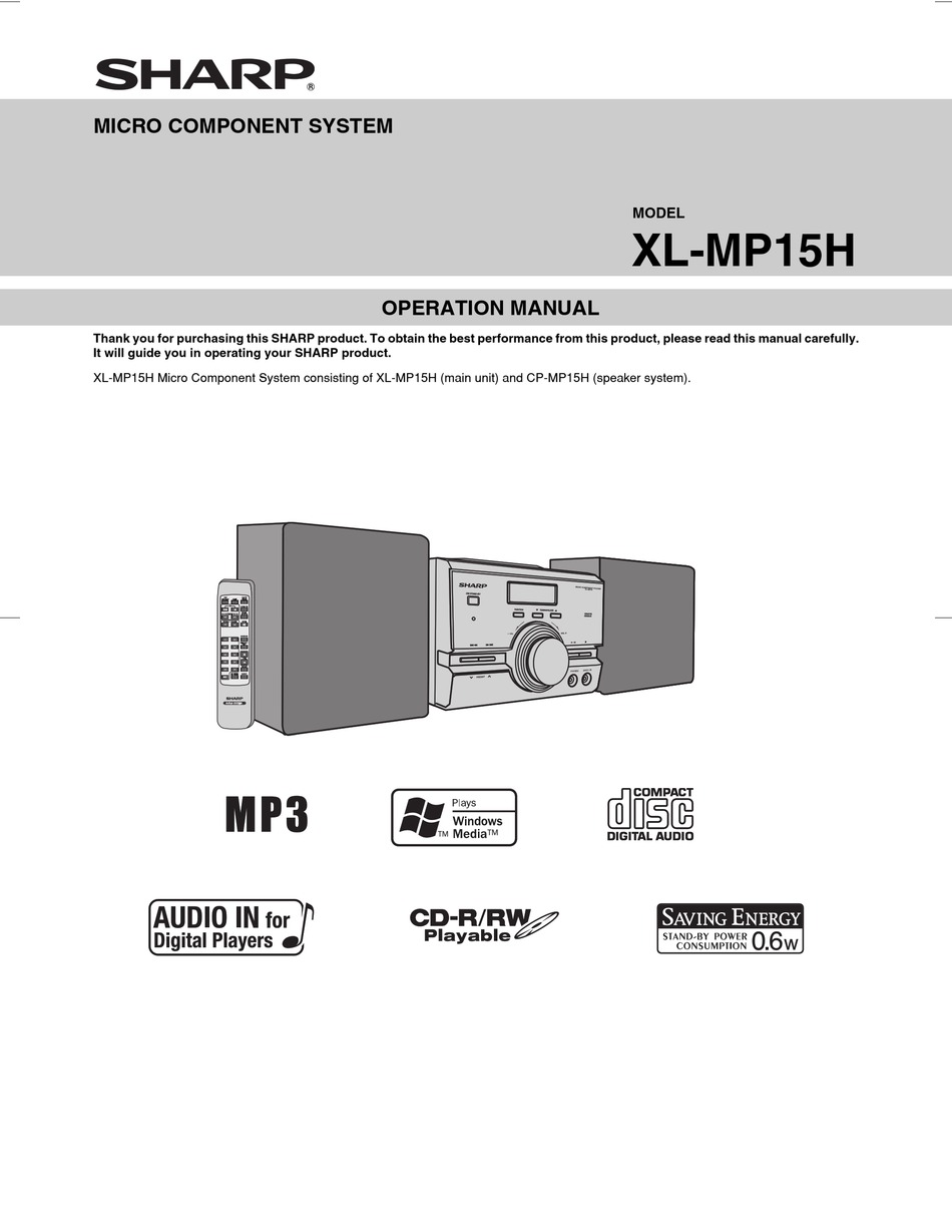 Sharp Xl Mp15h Operation Manual Pdf Download Manualslib